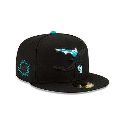 Sapca New Era Miami Dolphins NFL State Logo Reflect 59FIFTY Fitted - Negrii